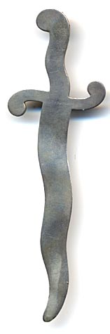 This bookmark is marked Sterling an is without a makers mark. It is made in the US. It is in the shape of a sword.