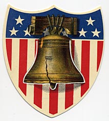 This bookmark was made in the US by The Meek Co. It is a celluloid bookmark in the shape of a shield with a picture of the Liberty Bell as the center blade. The back says "Weferling's Vienna Cafe, 91 Main St., Bangor ME., Tel. 526-11". "Baking, Ice cream, Catering. Where you will always find the Best., Lewis Hegwein, Prop."  The date is 1900 - 1915. 