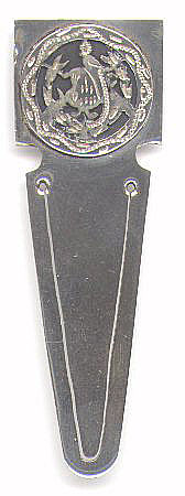 This bookmark is made in Guatemala. It is marked GUAT 900 on the back. I assume the 900 is the silver content (slightly less than 925 sterling). The top is a picture of a quetzal, the national bird of Guatemala.
