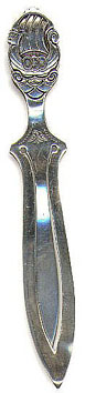 This bookmark was made in Norway and is marked 925 S Made in Norway Sterling. The top part of this bookmark is in the shape of a Norse Ship. It was probably manufactured before 1920.