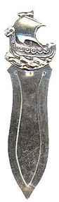 This bookmark is Scandinavian marked with the Swedish import marks. It is marked 830 S on the back. It has a Norse ship on the top and the blade is hand hammered. Date is probably 1900 - 1920.