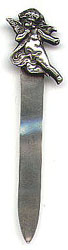 This bookmark is American made by The Unger Bros. company and is marked with the manufactures hallmark surrounded by 925 FINE STERLING. It is in the shape of an art nouveau cherub at the top.  