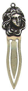 This bookmark is American made and is marked Sterling. The top is in the shape of an art nouveau womans head. It was manufactured in the early 1900's.