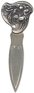 This bookmark was made in the US but is only marked Sterling Front. This probably means that only the top part is silver. It has an art nouveau look of a flower on the top part. Date could be 1900 - 1920.