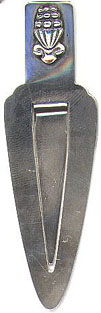 This bookmark was made in the US by The Randahl Shop. It is marked Randahl Sterling. It was probably made in the 1930's. The dealer said it is from the Mooney collection.