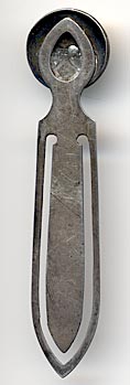 This bookmark is completely unmarked but is so similar to other pieces that I have, I know it to be sterling. The top in an enamel sail boat. The date is 1911 - 1920.