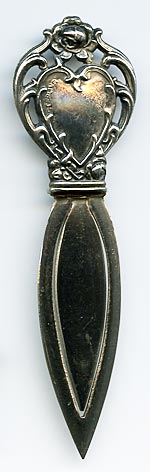 This bookmark was made in the US by Webster Co. It is marked Sterling and the makers hallmark. It was made in 1913 and was originally sold as a letter opener.