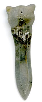 This bookmark was made in Denmark and imported into Sweden. It is marked H.J. 830s and has the Swedish import marks. The top is the face of an owl. The top blade is inscribed 26.I.1921.  