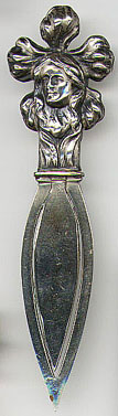 This bookmark is American made by Webster Co. sometime between 1900 - 1920. It is an art nouveau piece marked only Sterling on the back. It has the same shape as other pieces sold as letter openers by Webster.