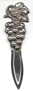 This bookmark is American made sometime between 1900 - 1920. It is an art nouveau piece marked only Sterling 925/1000 on the back. It has a bunch of grapes and a grape leaf on the top. Manufacturer is unknown.