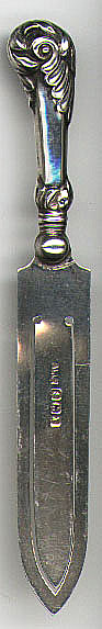 This bookmark is made by Adie & Lovekin Ltd. They are well known silversmiths in Birmingham and they made many different bookmarks as well as lots of other small pieces of silver ware such as pin cushions, stamp cases etc. The date mark is 'x'" indicating the year of manufacture as 1922."