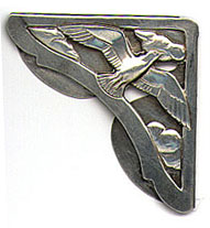This bookmark was made in the US by Gorham. Marked Gorham Sterling 86 it is a corner page marker with a cut out design with a seagull flying through the clouds. Date is possibly 1986.