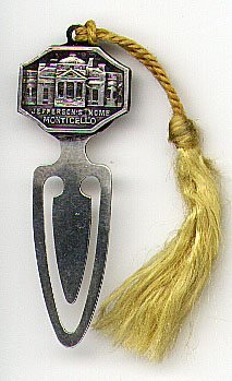 This bookmark was made in the US by Inman. It is only marked Sterling but other bookmarks in this collection have the identical shape and those are marked. The top is a figural of Monticello, the home of President Jefferson. The date is unknown.