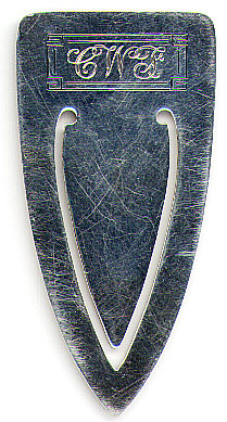 This bookmark is marked Sterling with the makers hallmark. It was made by R. Blackington & Co. circa 1920.  