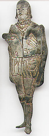  This bookmark was made in the US. It is a figural shape of Shakespeare reading a scroll. It is silver plate and the date is unknown.   