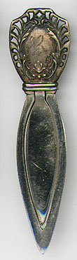 This bookmark was made in the US by Webster Co. It is marked Sterling and the makers hallmark. It was made in 1913 and was originally sold as a letter opener. 