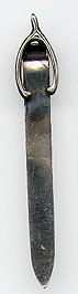 This bookmark was made in the US by T. A. Kohn and Son. It is marked sterling and TA Kohn and Son. The top is a figural wishbone. The date is 1900 - 1910.
