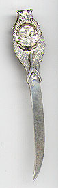 This bookmark (actually it is a letter opener) was made in the US by the Whiting Manufacturing Co. It is marked with the makers mark and sterling. The top is the face of a baby.  