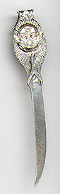 This bookmark (actually it is a letter opener) was made in the US by the Whiting Manufacturing Co. It is marked with the makers mark and sterling. The top is the face of a baby.  
