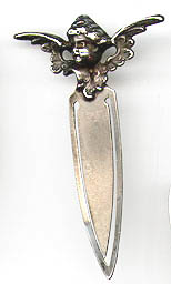 This bookmark is a William B. Kerr & Co. piece. It is marked Sterling with the American Beauty mark and is stamped with number 9. Date is 1900 - 1910.  