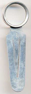  This bookmark was made in the US by Newburyport Silver Co. It is marked with the manufacturers mark, sterling and the number 2399. The top of the bookmark is a magnifying glass. The date is 1905 - 1914.  