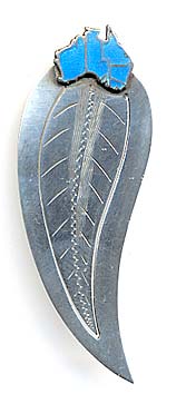  This bookmark was made in Austrailia. It is marked STG 925 indicating sterling silver. The top has an enamel picture/map of the continent of Austrailia. The date is 1950 - 1960.   