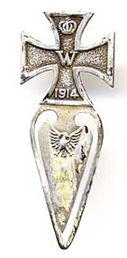  This bookmark is made in the US by an unknown manufacturer. It marked only sterling on the back. The top is the German Iron Cross of 1914. The date is 1930 - 1950.     