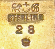 This bookmark was made in the US by Gorham Mfg. Company. It is marked with the manufacturers mark, sterling 28 and a crown (indicating 1879). 28 is the number from the Autumn 1888 catalogue. The top is a figural bird.