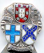  This bookmark was made possibly made in France or Portugal. It has two small hallmarks. The top is an enamel design of a three shields. The number 1140 also appears above the lower left shield. The date is 1950 - 1970.     