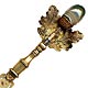 This bookmark was made in England or Scotland and is made of brass. The top is a pair of leaves with a green and white banded agate thistle. The date is 1900 - 1910.