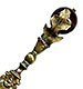 This brass bookmark was made in Europe and is in the shape of a thistle with an agate marble between the leaves.