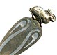 This bookmark was made in the US by Rogers, Lunt and Bowlen. It is marked with the manufacturers hallmark and sterling and the number 168. The top is a figural rabbit.