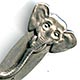 This bookmark was probably made in Norway. It is marked 830S on the back. The top is a detailed elephant head and trunk.
