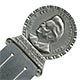 This bookmark was made in Norway. It is marked with a hallmark and  830S.  The top is a bust of of Bjørnstjerne Bjørnson. Bjørnson (1832-1910) was a famous Norwegian writer who won the Nobel Prize in Literature in 1903. The bookmark is from 1932 and was made in connection with celebration of Bjørnson`s 100 year anniversary of his birth.  On the front is the first part of Norway`s national anthem; “JA VI ELSKER DETTE LANDET”