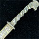 This bookmark was made in the US by Gorham Mfg. Company. It is marked with the manufacturers mark, sterling 28 and a crown (indicating 1879). 28 is the number from the Autumn 1888 catalogue. The top is a figural bird.