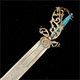 This bookmark was made in the US by H.H. Curtis, Inc. It is marked with the manufacturers hallmark, sterling and the number 700. The back in inscribed "Philopena". It is in the shape of a sword with a blue enamel grip and a fancy flowery hilt. The bottom blade is engraved Eleanor. The date is 1890 - 1910.