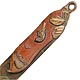 This bookmark is made in Japan between 1890 - 1910. It is made of brass, copper and bronze with a picture of bird on a twig eying a fly on the smaller blade and  engraved leaves on the larger blade. This is similar to numbers 164 and 165.