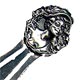 This bookmark was made in the US by an unknown manufacturer. It is only marked sterling on the back. The top of the mark is an art nouveau lady head wearing a hat surrounded by a wreath of leaves and flowers. The date is 1900 -1910.