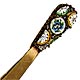 This bookmark was made in Italy sometime between 1910 and 1930. It has some sort of mark on the back but it is not ledgible. The top is made of mosaic glass pieces. The rest is made of brass.