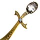 This bookmark was made in the US. It is 14K gold with a lead crystal on top and an opal underneath. It is marked 14K R. Schaezlein. The top blade is finely scribed with an intricate design having a crescent moon and a star. 