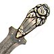 This bookmark was made in Denmark or Norway between 1910 - 1920. It is marked C.V.C.L and 830S on the back. The top is a figural rose and the middle blade is inscrbed "Foster Thora."  