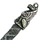  This bookmark was made in the US by an unknown manufacturer. It is unmarked but seems to be sterling. It has a figural griffin on the top and the blade has a scribed design. The date is 1900 - 1910.  
