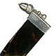 This bookmark was made in a European country probably for sale in England. It is marked Sterling Silver Prov Patent. The blades are faux tortoise shell made of Casein and are held by a silver band at the top. Attached to this band is a chain and a small silver acorn. The date is 1910 - 1920.