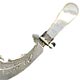  This bookmark was made in the US by an unknown manufacturer. It is in the shape of a sword with a mother of pearl handle. The second blade is behind the top blade and is marked Sterling. The date is 1900 - 1910.   