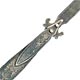 This bookmark was made in the US by Gorham. It is marked with the manufacturers hallmark and Sterling. It is in the shape of a knife with hand chasing all over. It was also used as a letter opener. The date is 1875 - 1890.