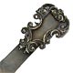 This bookmark was made in the US between 1900 - 1910. It is marked only Sterling on the back. An open wreath-like scrollwork makes up the top blade.  