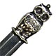 This bookmark was made in Sweden. It is marked JLH, the Swedish import marks and 830. The top is a figure of an owl. The date is 1920 - 1930.  