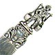 This bookmark was made in Holland and has a man carrying water buckets on the top.  The mark on it is a sword tilted slightly to the left. This inicates the fineness of the silver to be between .934 and .833. The mark was used until 1953.
