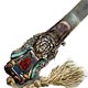 This bookmark was made in China around 1900 - 1910. It is unmarked but was tested to be sterling. The top blade has an old Chinese man decorated with enamel. 