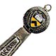 This bookmark was made in the US by an unkown manufacturer. It is marked sterling and something else that can't be made out. The top is a an orange and black enamel shield surrounded by the words "Sigillum Universitatis Princetoniensis." The top blade reads "Princeton" in enamel writing. The date is 1920 - 1930. 